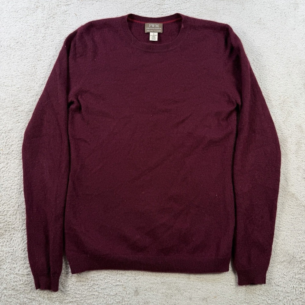 Fenn Wright Manson Sweater Womens Small Maroon 100% Cashmere 2 Ply Crewneck Soft